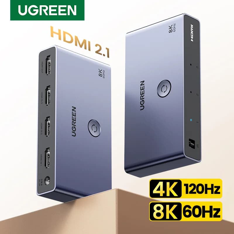 HDMI 2.1 Switcher 3-in-1 Out 8K Remote
