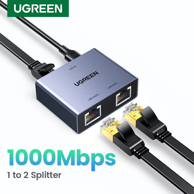 RJ45 Ethernet Splitter, 1 to 2 LAN Adapter