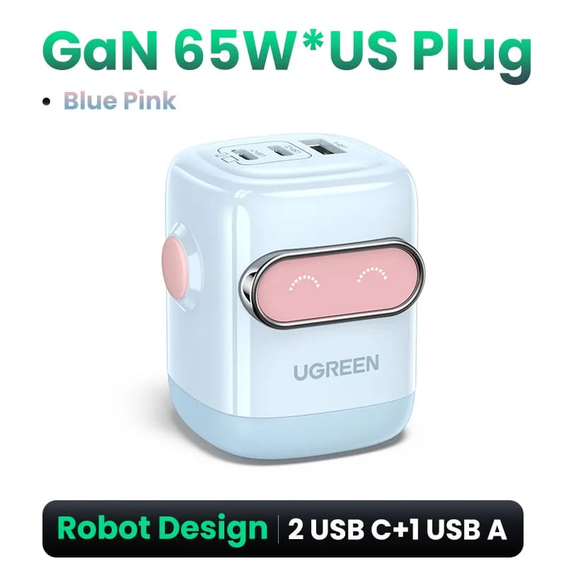 65W GaN Fast Charger, Robot Design, US Plug
