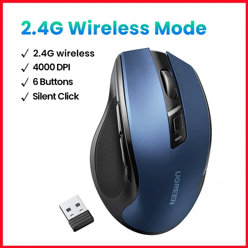 Ergonomic Wireless Mouse, Bluetooth, 4000 DPI