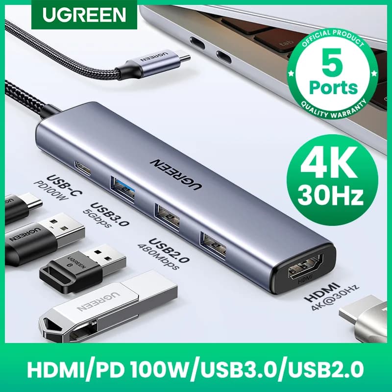 USB-C Hub with 4K HDMI, SD/TF, and 100W PD