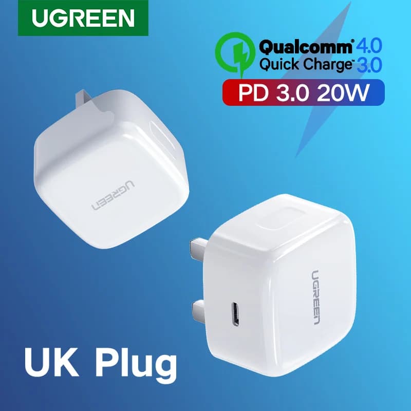 20W USB-C Fast Charger with UK Plug
