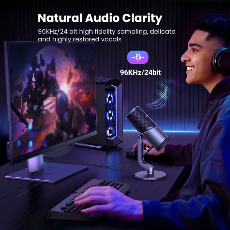 USB Condenser Microphone with RGB Lighting