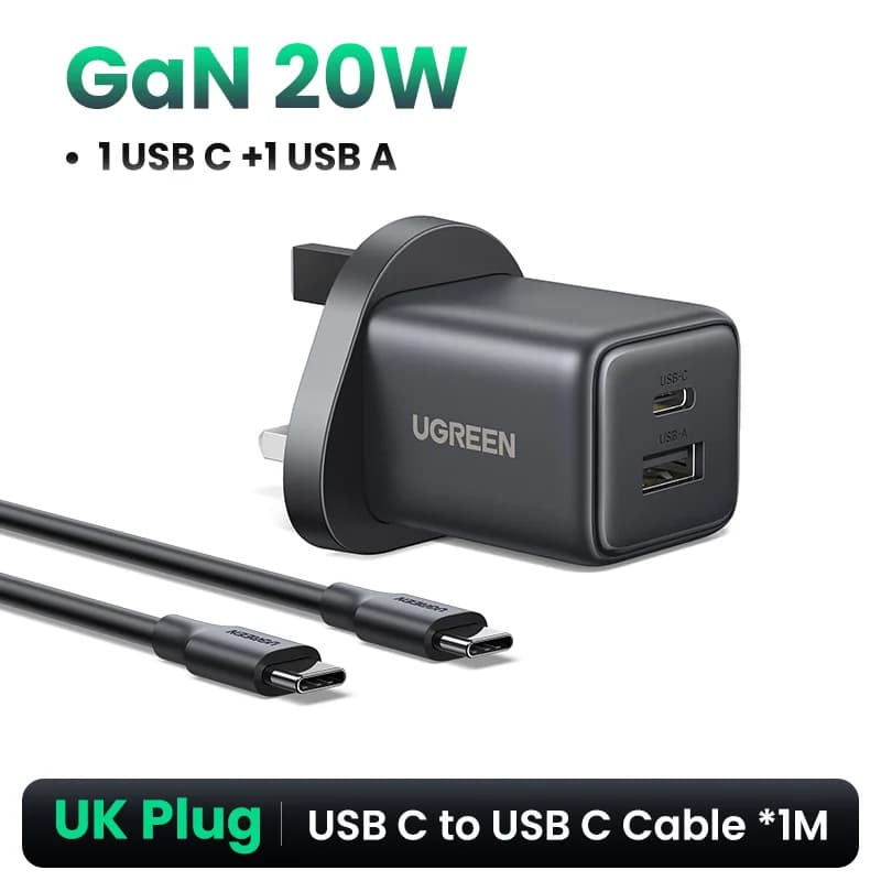 30W Mini GaN USB-C Fast Charger with UK Plug