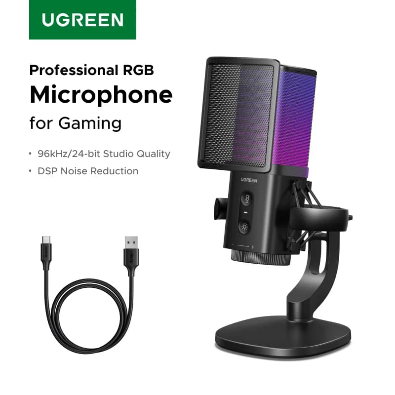 USB Microphone with Touch Mute and RGB Lighting