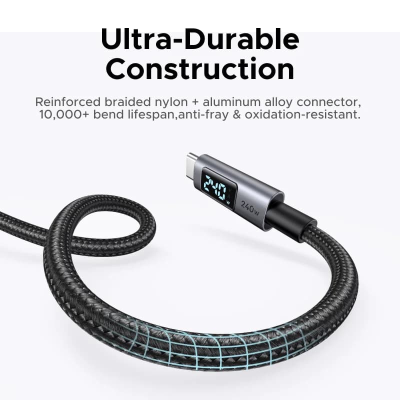 USB-C to USB-C Cable, 240W PD3.1, Digital Display