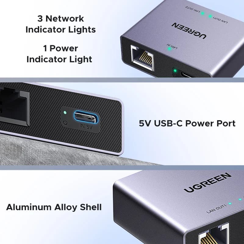 RJ45 Ethernet Splitter, 1 to 2 LAN Adapter