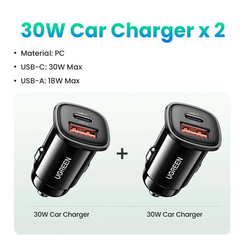 30W USB Car Charger with Quick Charge 4.0 and PD