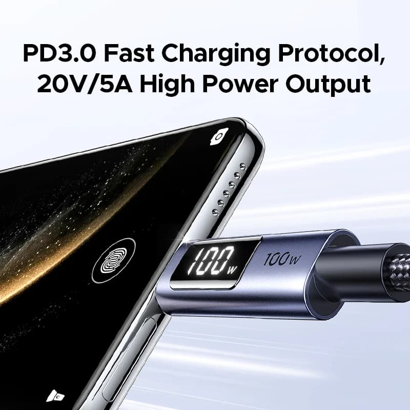 USB-C to USB-C Cable, 100W PD with Digital Display