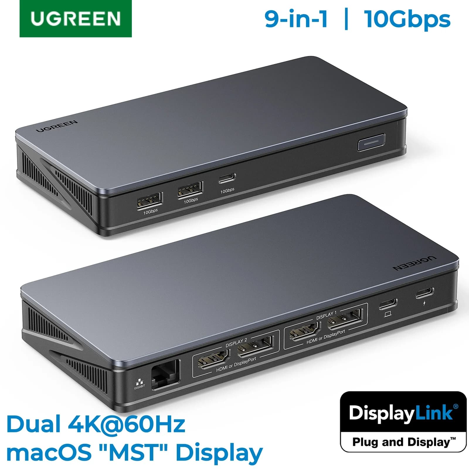 DisplayLink Docking Station with Dual 4K HDMI and DP