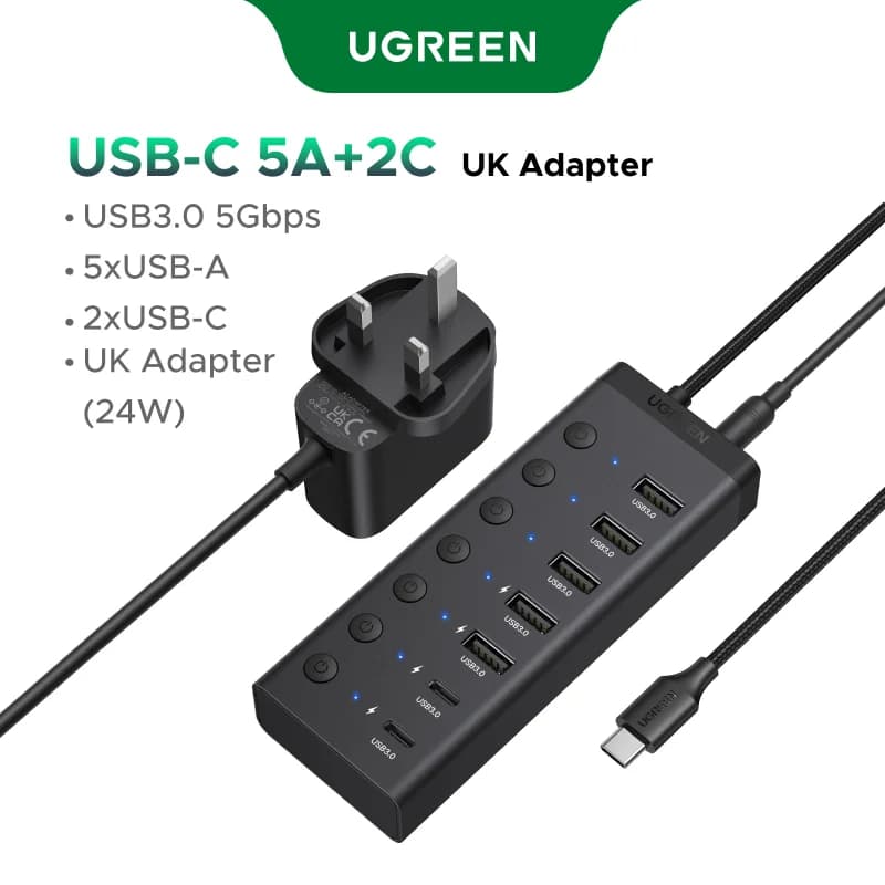 7-Port USB 3.0 Hub with DC Power Adapter
