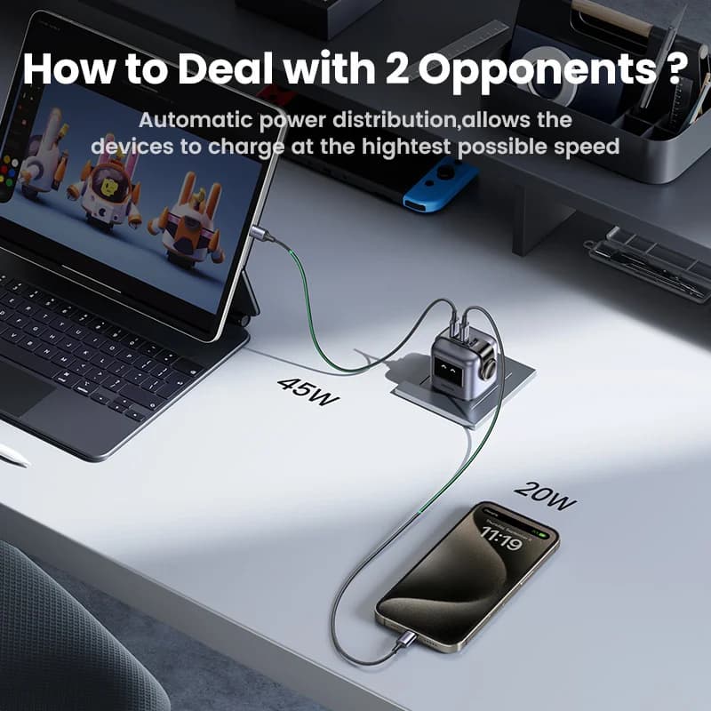 65W GaN USB-C Fast Charger with UK Plug