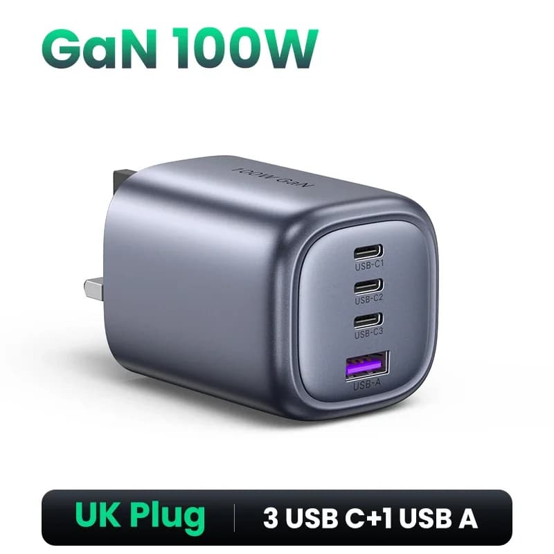 100W GaN USB-C Fast Charger, UK Plug
