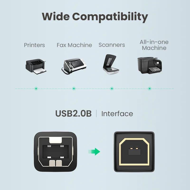 USB 2.0 Printer Cable, Type A to Type B