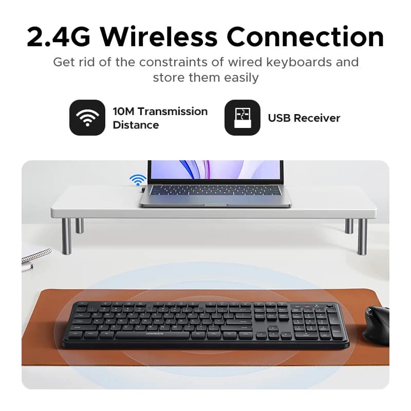 Ultra-Slim Wireless Keyboard, 104 Keys, Black
