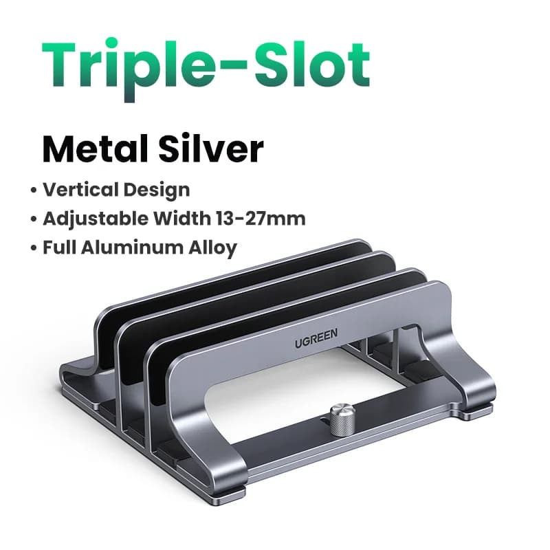 Triple-Slot Vertical Aluminum Laptop Stand