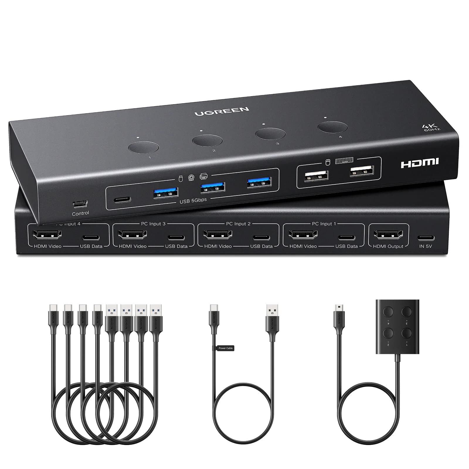 4-Port HDMI KVM Switch with 4K 60Hz and Remote