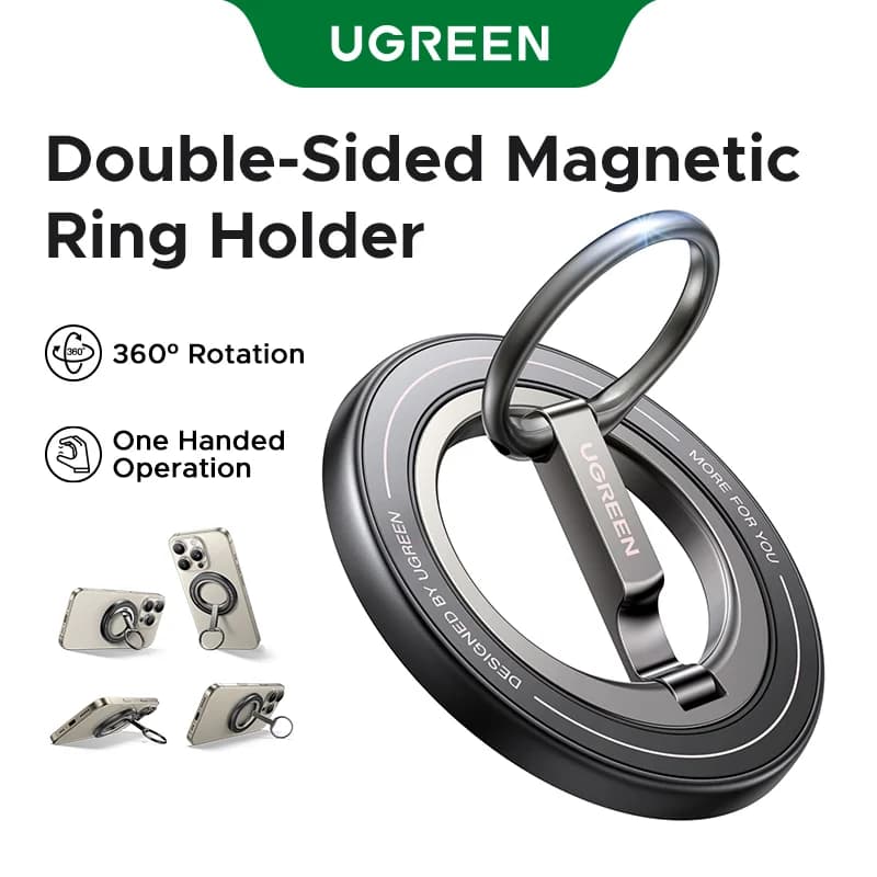 Double-Sided Magnetic Phone Ring Holder with 360° Rotation