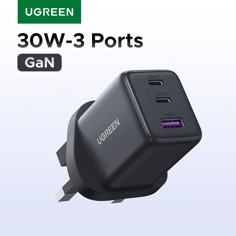 30W Mini GaN USB-C Fast Charger with UK Plug