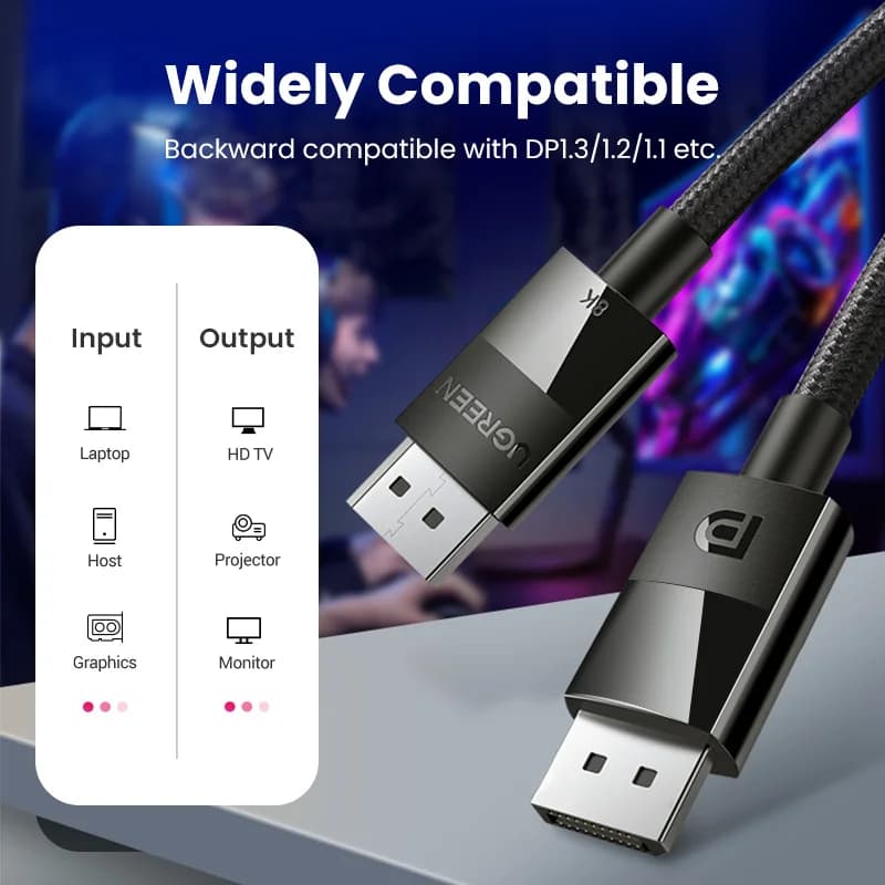 DisplayPort 1.4 Cable, 8K/60Hz, 32.4Gbps