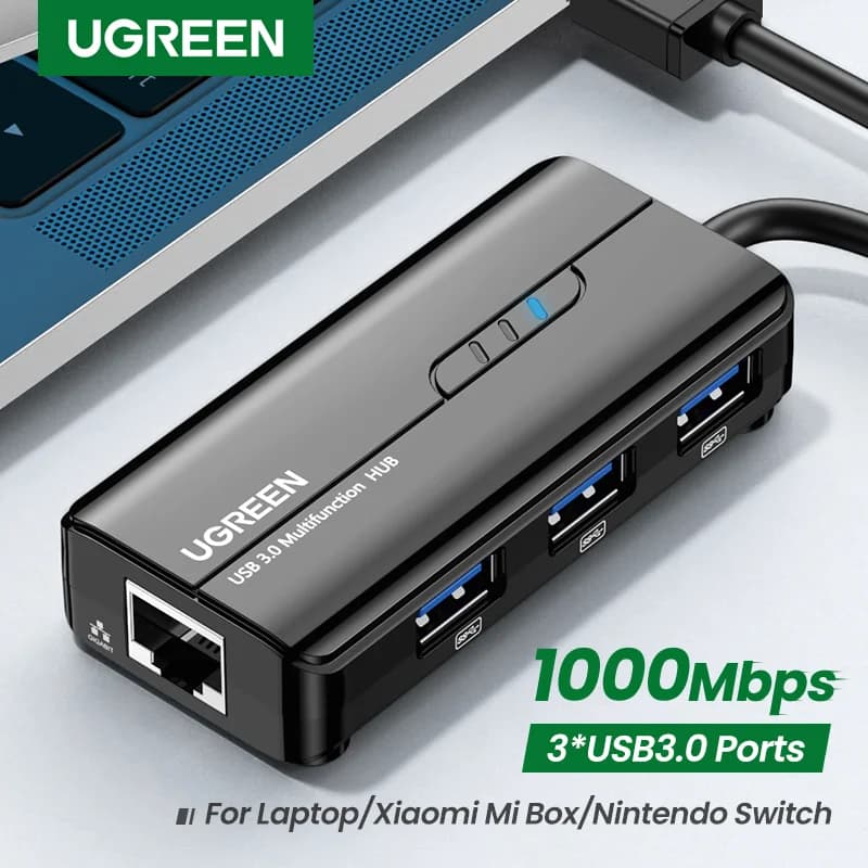 USB 3.0 to Gigabit Ethernet Adapter with Hub