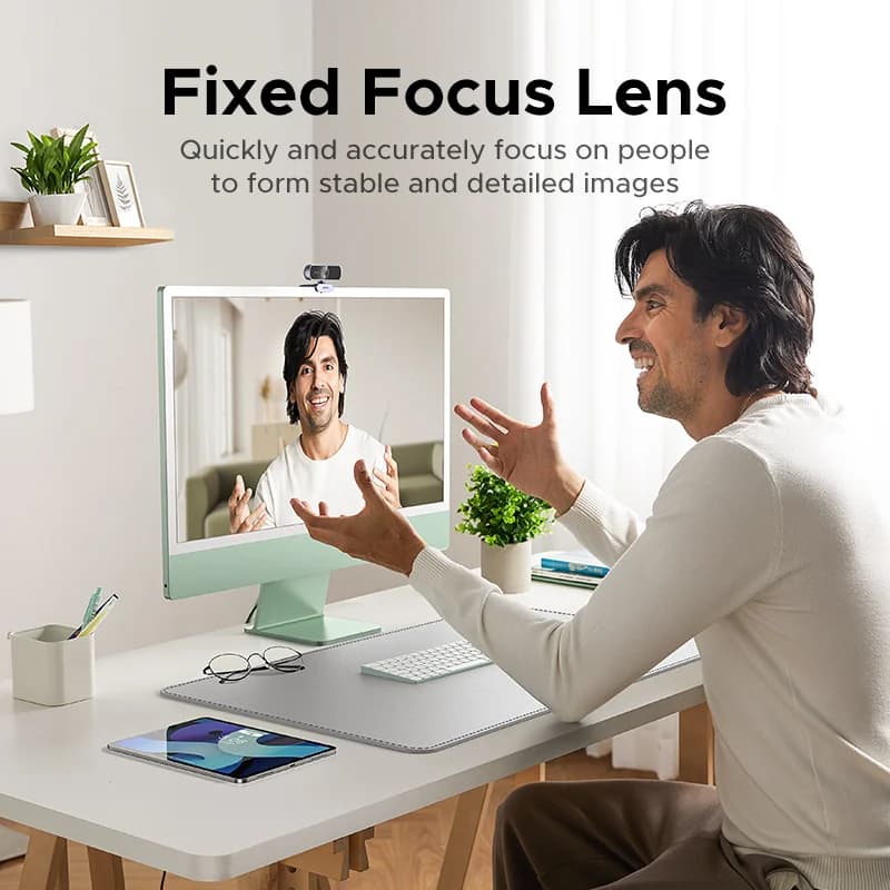 2K HD USB Webcam with Auto Light Correction