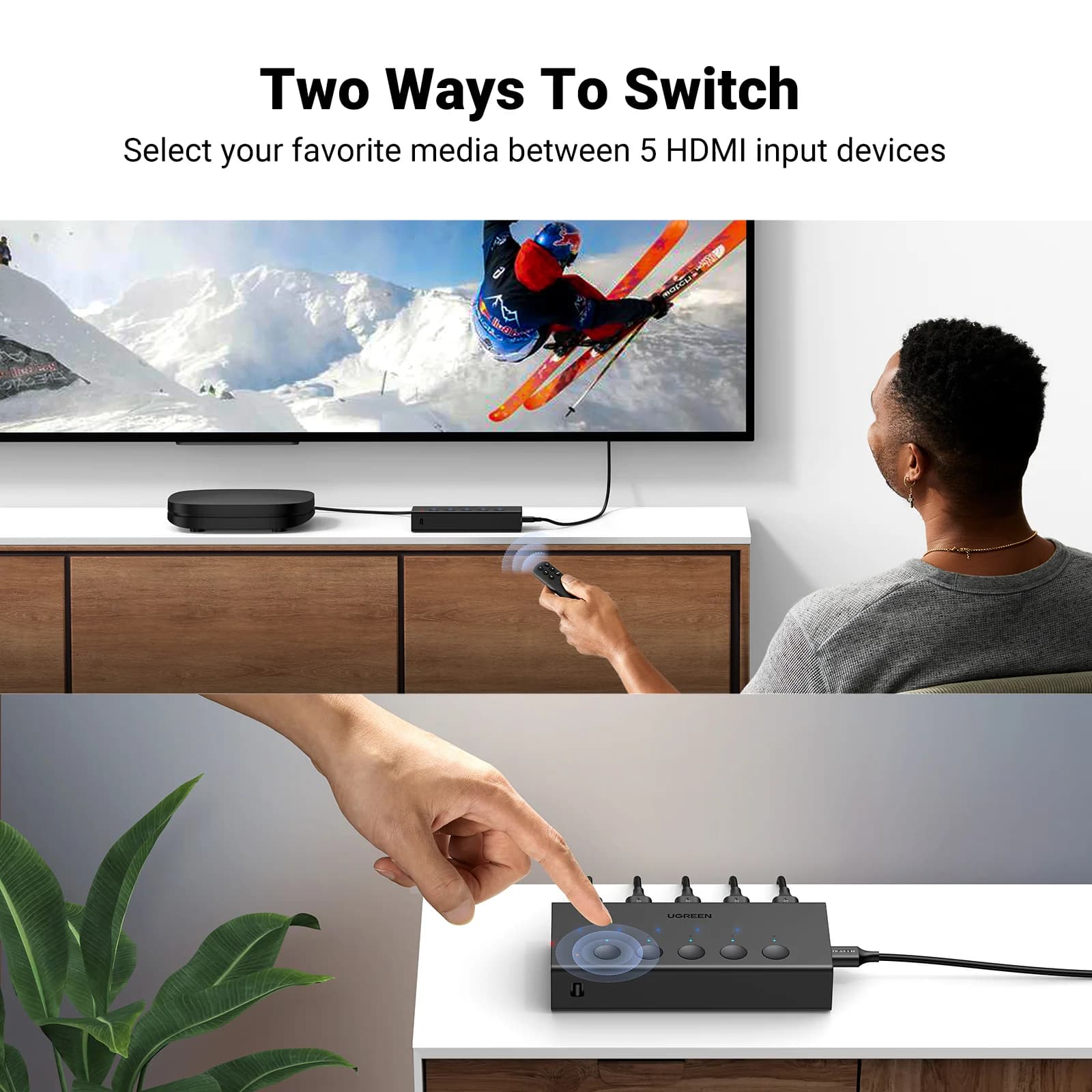 5-Port 4K HDMI Switcher with Remote Control
