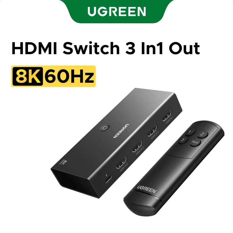 HDMI 2.1 Switcher 3-in-1 Out 8K Remote
