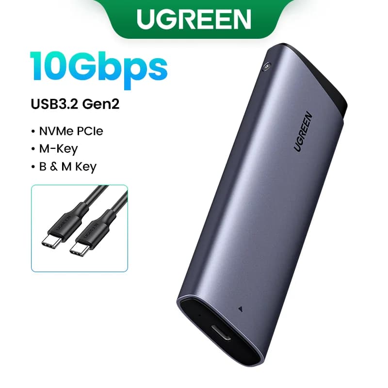M.2 NVMe/SATA SSD Enclosure, 20Gbps USB-C