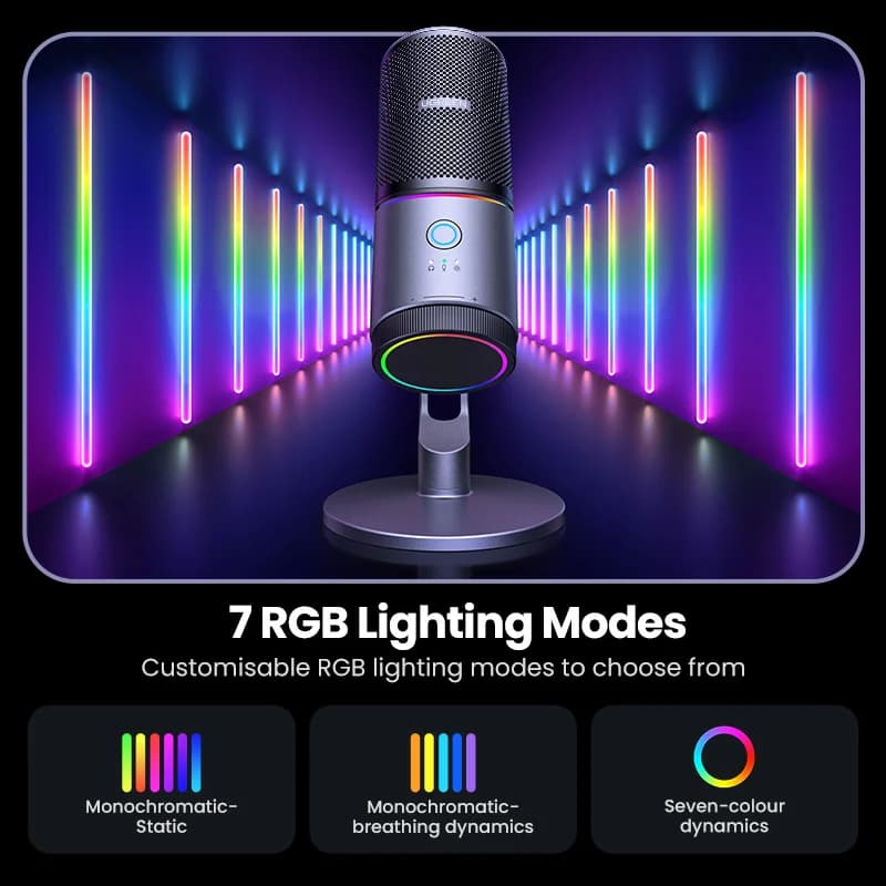 USB Condenser Microphone with RGB Lighting