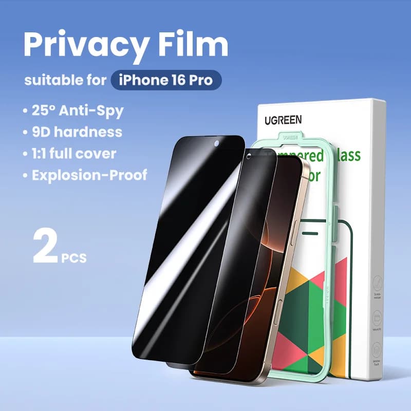 Privacy Tempered Glass Screen Protector, 2 Pack