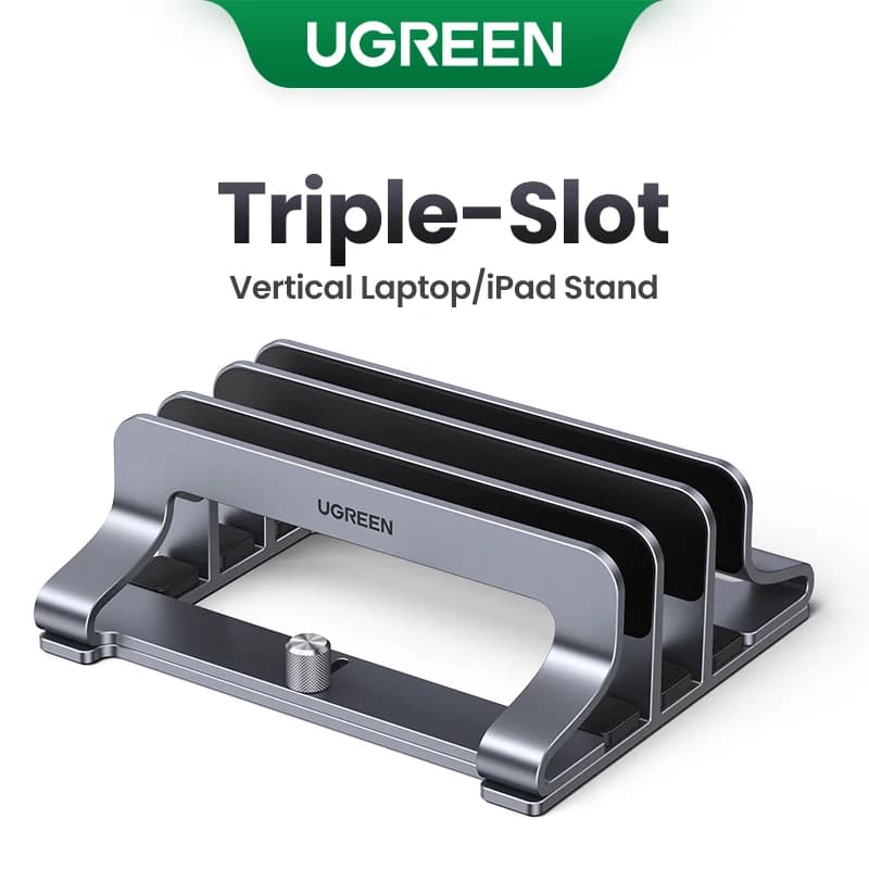 Triple-Slot Vertical Aluminum Laptop Stand