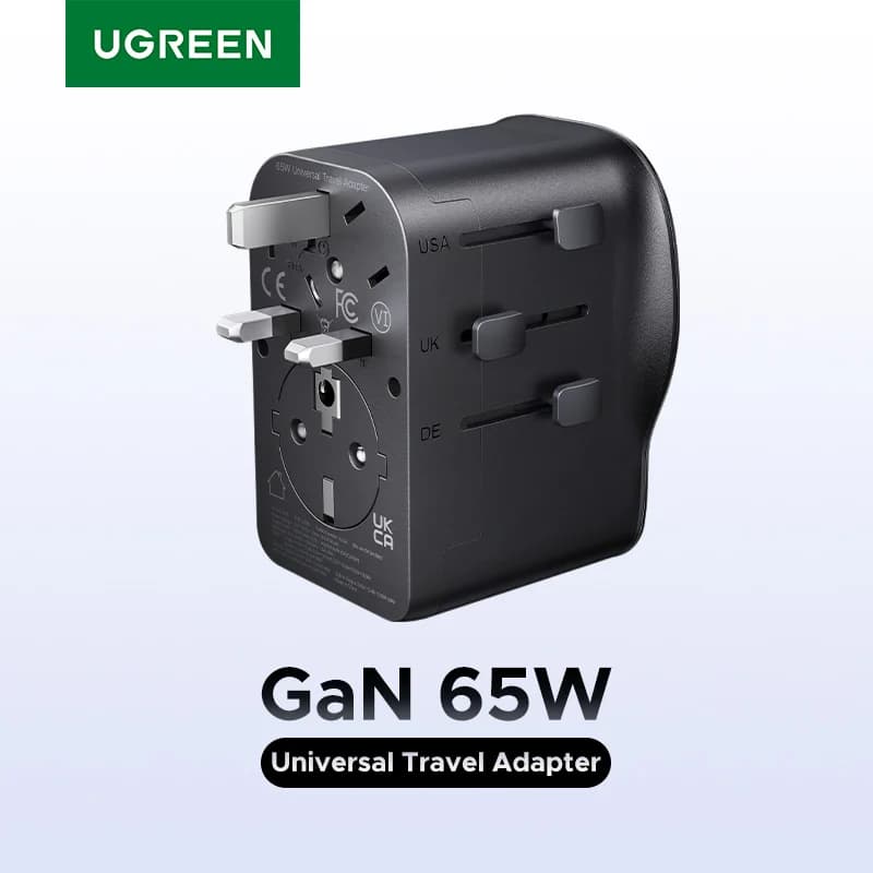 65W GaN Universal Travel Adapter, Grounded