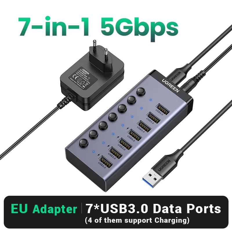 7-Port USB 3.0 Hub with Individual Switches