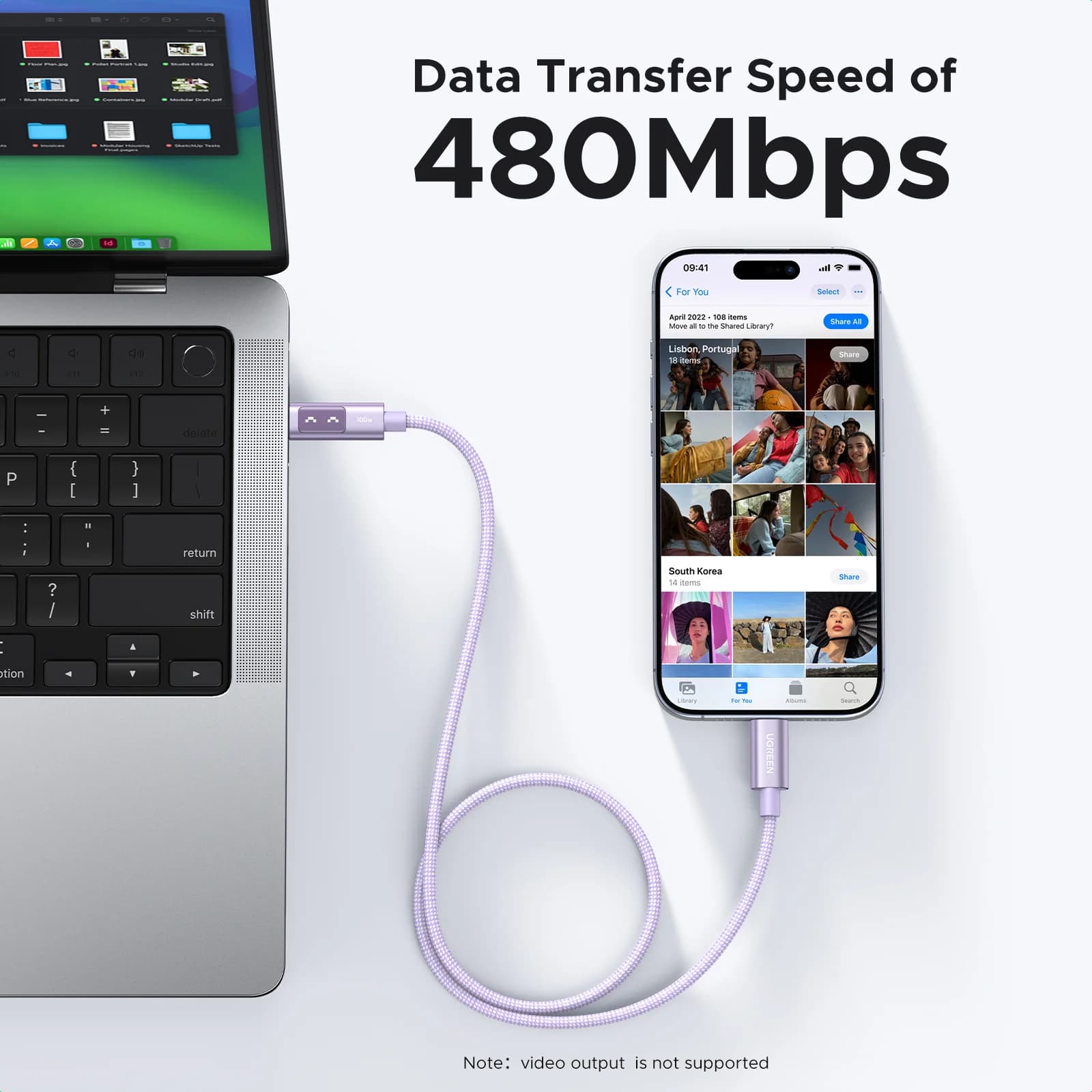 USB-C to USB-C Cable, 100W PD, Multicolor