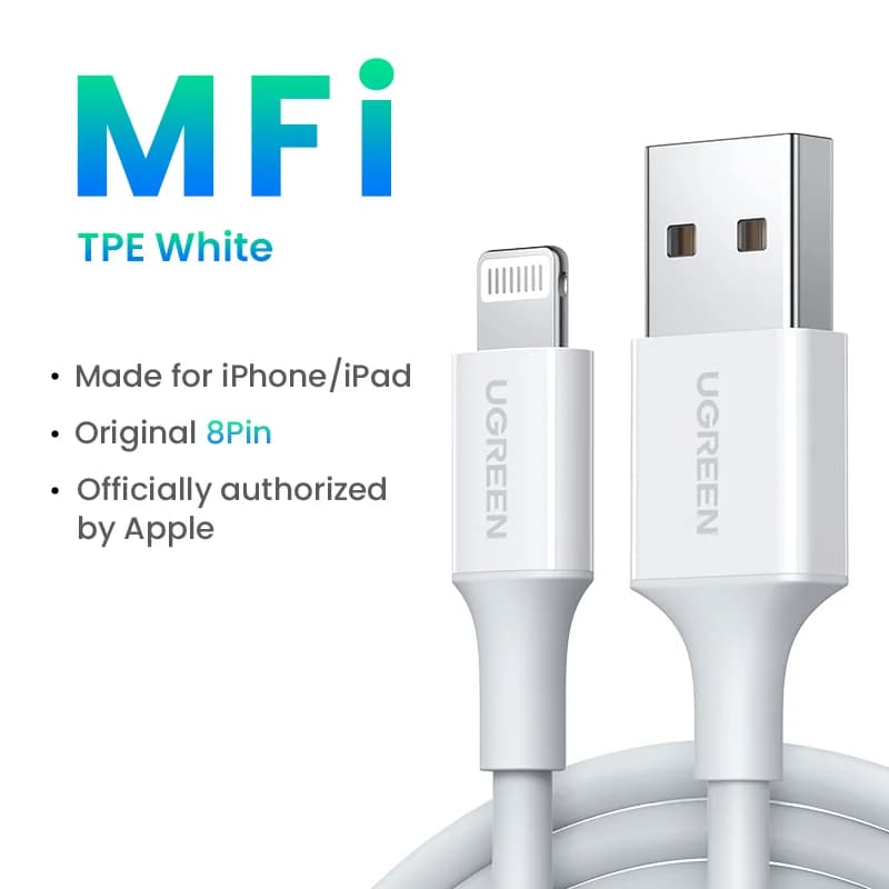 MFi Certified Lightning to USB Cable, 2.4A Fast Charge