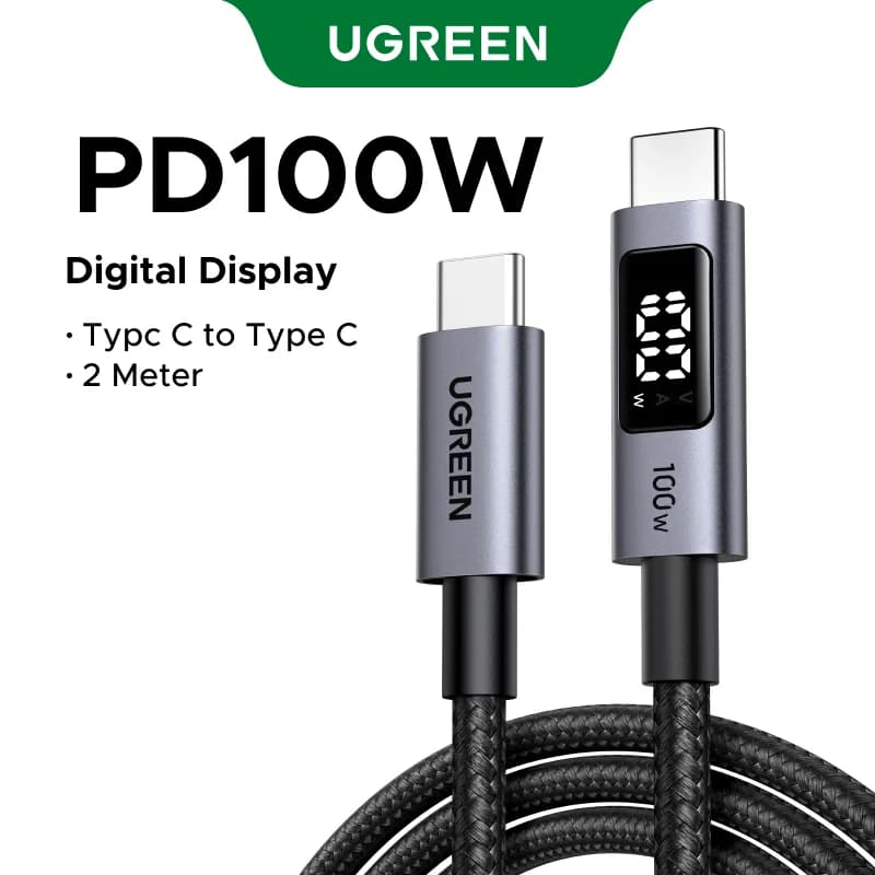 USB-C to USB-C Cable, 100W PD with Digital Display