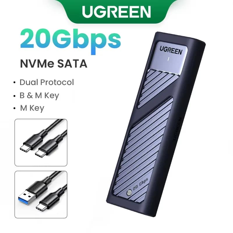 M.2 NVMe/SATA SSD Enclosure, 20Gbps USB-C