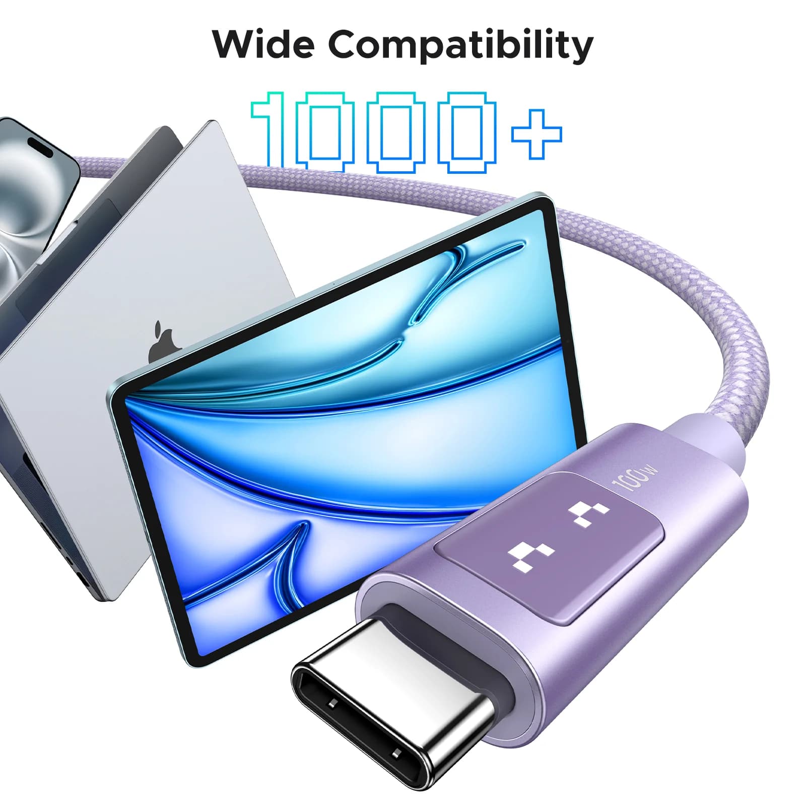 USB-C to USB-C Cable, 100W PD, Multicolor