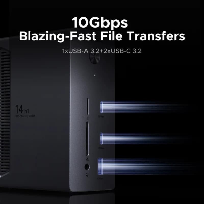 14-in-1 USB-C Docking Station, Triple Display, 10Gbps