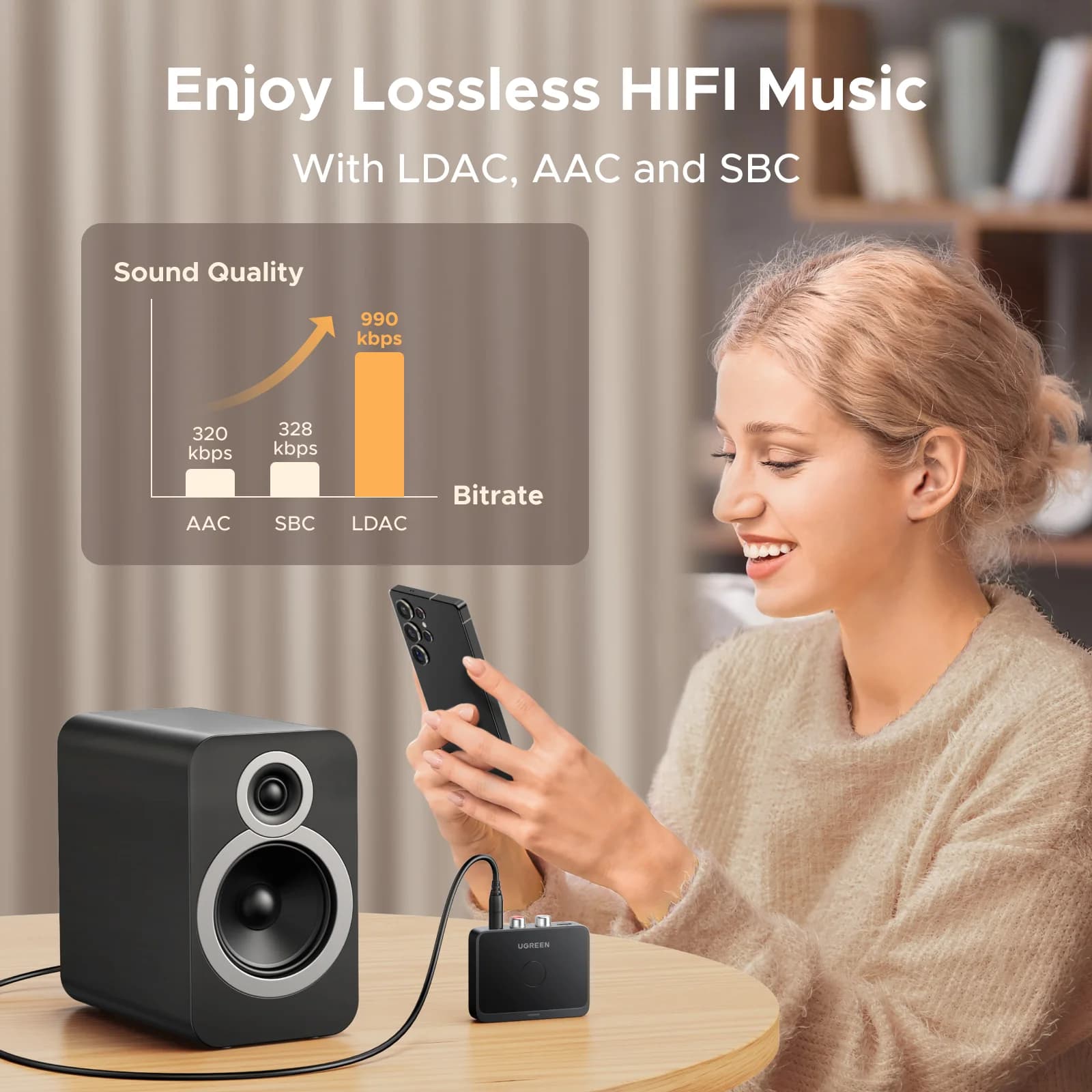 Bluetooth 6.0 Audio Receiver, 3.5mm and RCA