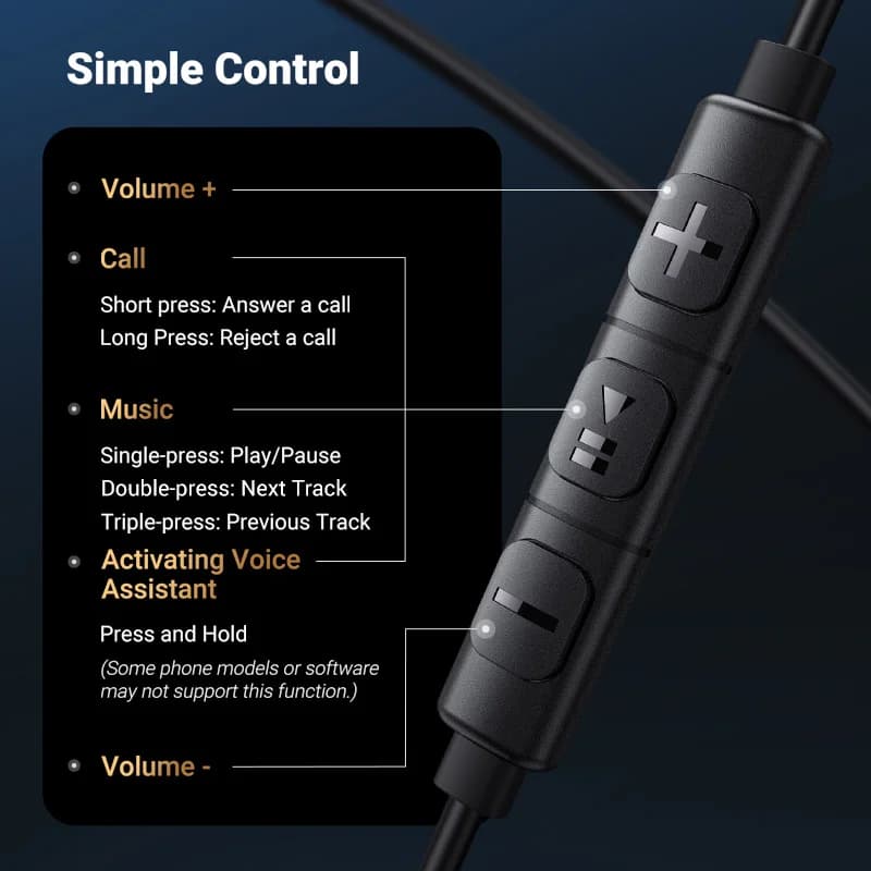 USB-C Wired Earbuds with 3.5mm Jack and Microphone