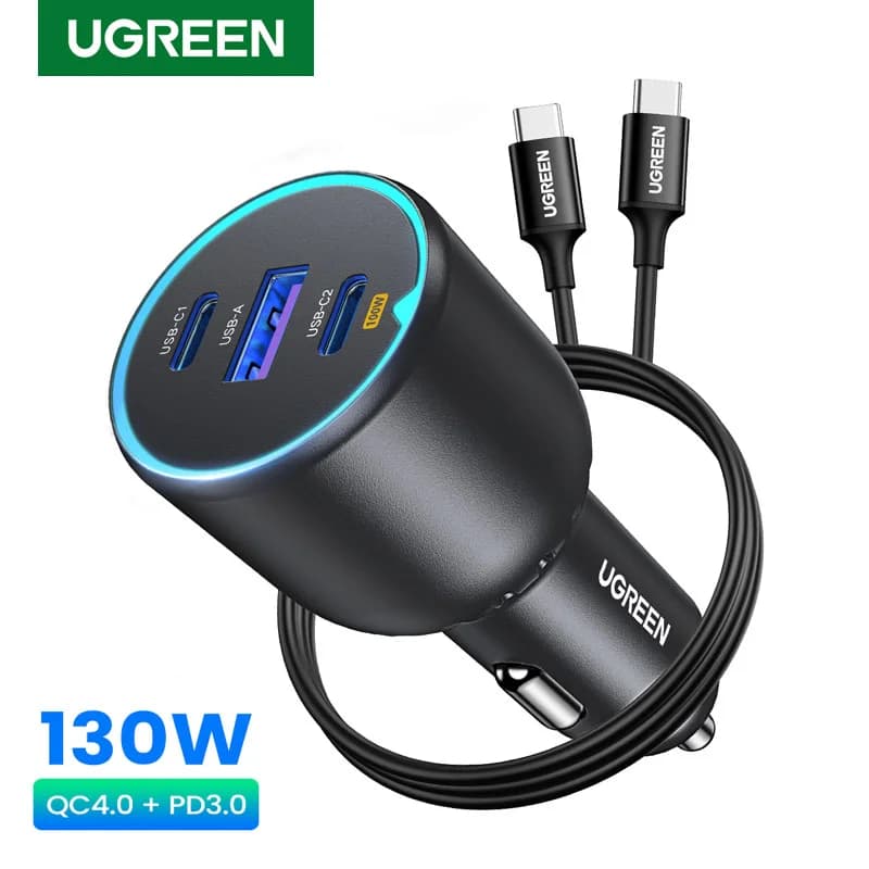 130W USB-C Fast Car Charger with PD Cable