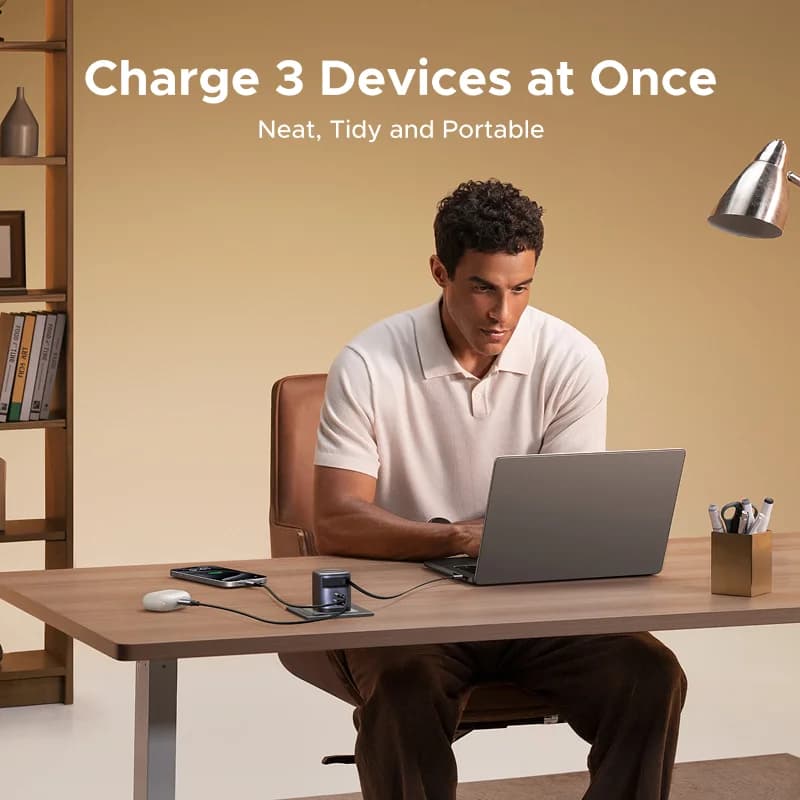 65W GaN Charger with Retractable USB-C Cable