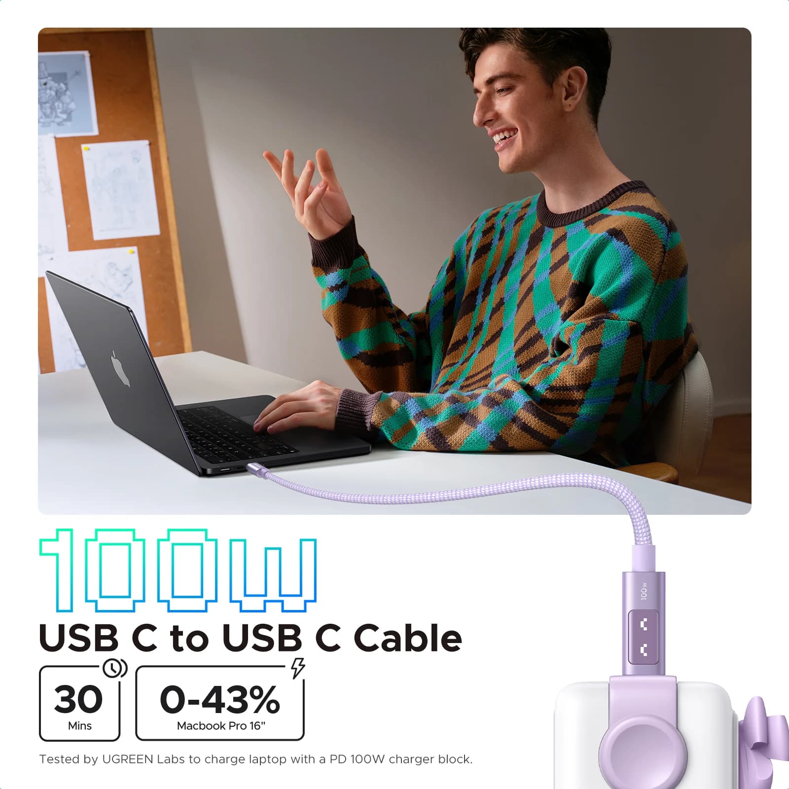 USB-C to USB-C Cable, 100W PD, Multicolor