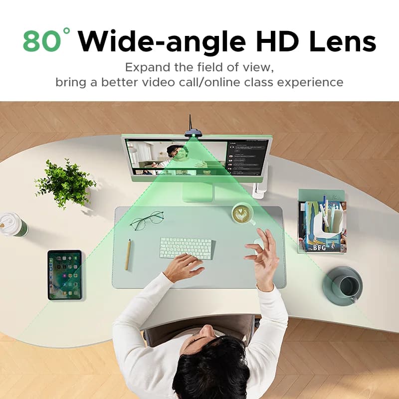 2K HD USB Webcam with Auto Light Correction