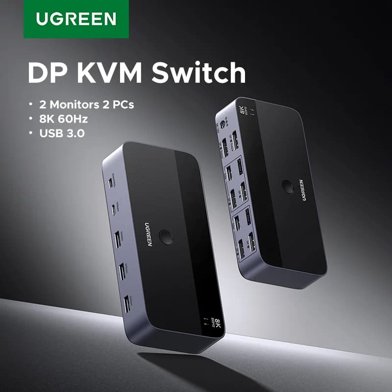 Dual Monitor KVM Switch, 8K/60Hz, USB 3.0
