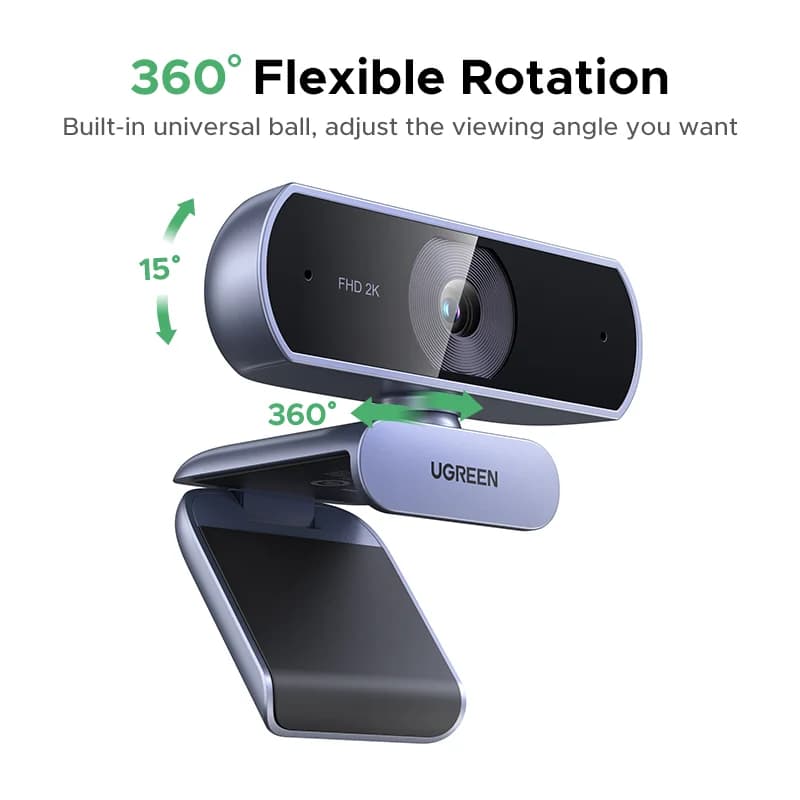 2K HD USB Webcam with Auto Light Correction