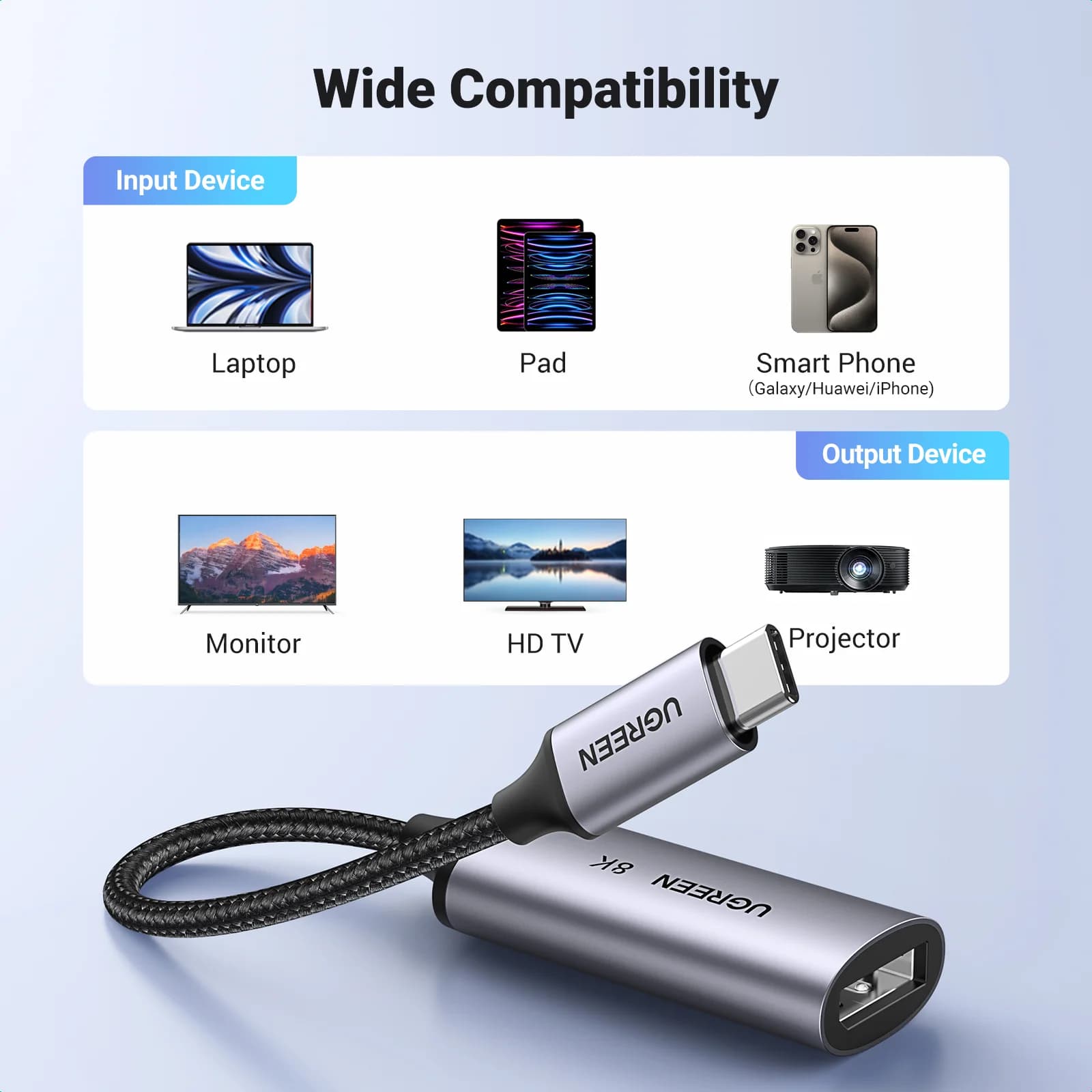 USB-C to 8K DisplayPort 1.4 Adapter Cable