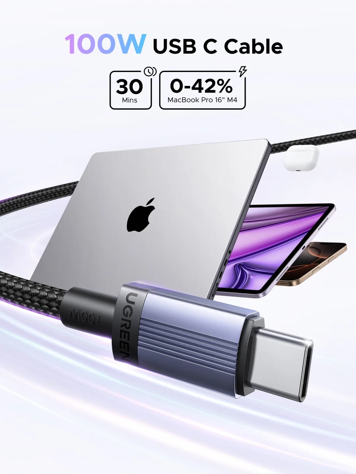 100W USB-C Fast Charging Cable, 5A